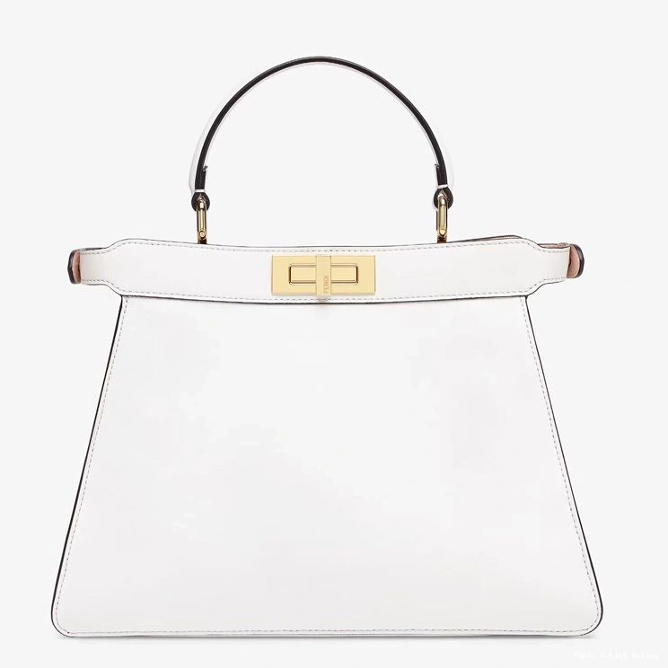 Affordable Nappa Laether White In Peekaboo Medium Bag Fendi ISeeU 0709